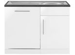 Spülenschrank WIHO KÜCHEN "Cali", weiß (front: weiß glanz, korpus: weiß, arbeitsplatte: granit grau), B:110cm H:85cm T:60cm, Schränke, Spülenschrank, 110 cm breit, inkl. Tür/Sockel für Geschirrspüler