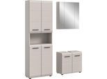 Badmöbel-Set WELLTIME "FLORENZ, 3-teilige Badkombination, hochwertige MDF-Front", kaschmir, B:135cm H:185cm T:30cm, Holzwerkstoff, MDF, Kastenmöbel-Sets, Badmöbel-Set, Bad-Kombination, Bad-Möbel, Badezimmer, Kombination, Kombi