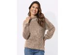 Stehkragenpullover CLASSIC BASICS "Stehkragen-Pullover", Damen, Gr. 56, beige (sesam), 76% Polyamid, 24% Polyacryl, unifarben, Pullover Stehkragenpullover