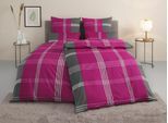 Bettwäsche TOM TAILOR HOME "Ole", lila (beere), B/L: 135cm x 200cm, 1 Stk., 1 Stk., Renforcé, B/L: 80cm x 80cm, 2 Stk., Renforcé, Obermaterial: 100% Baumwolle, Bettwäsche, Bettwäsche, karierte Bettwäsche aus Baumwolle, mit Reißverschluss