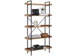 Xora Regal , Schwarz, Eiche Wotan , Metall, Holzwerkstoff , 5 Fächer , 90x172x30 cm , Bsci , stehend , Wohnzimmer, Regal, Bücherregale