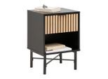 Nachtkästchen Madrid Schwarz/naturfarben Massiv 40/56/35 cm massiv Bambus Naturfarben, Schwarz