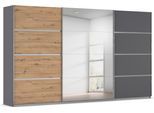 Kleiderschrank RAUCH "Schwebetürenschrank Garderobe Schrank TOP ANGEBOT Avola", grau (graumetallic, eiche artisan, leisten chrom), B:360cm H:210cm T:62cm, Holzwerkstoff, Schränke, Kleiderschrank, mit eleganten Zierleisten in Chrom, Schwarz oder Weiß MADE IN GERMANY