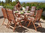 Garten-Essgruppe MERXX "Borkum", braun, Obermaterial: 100% Polyester. Füllung: 100% Polyurethan, Sitzmöbel-Sets, Garten-Essgruppe, Eukalyptusholz, FSC Mix, geeignet für 6 Personen