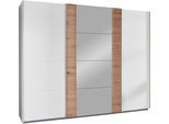 Schwebetürenschrank WIMEX "Bern Schiebetürenschrank", weiß (weiß, artisan oak nachbildung, alu), B:313cm H:210cm T:64cm, Holzwerkstoff, Schränke, Schwebetürenschrank, Schrank mit zusätzlicher Innenausstattung, Garderobe