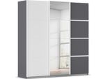 Kleiderschrank RAUCH "Schwebetürenschrank Garderobe Schrank TOP ANGEBOT Avola", grau (graumetallic, alpinweiß, leisten weiß), B:203cm H:229cm T:62cm, Holzwerkstoff, Schränke, Kleiderschrank, mit eleganten Zierleisten in Chrom, Schwarz oder Weiß MADE IN GERMANY