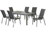 Garten-Essgruppe MERXX "Amalfi", silber (silber, grau), Polyester, Aluminium, Polyester, Sitzmöbel-Sets, Garten-Essgruppe
