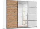 Kleiderschrank RAUCH "Schwebetürenschrank Garderobe Schrank TOP ANGEBOT Avola", weiß (alpinweiß, eiche artisan, leisten chrom), B:271cm H:210cm T:62cm, Holzwerkstoff, Schränke, Kleiderschrank, mit eleganten Zierleisten in Chrom, Schwarz oder Weiß MADE IN GERMANY