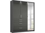 Drehtürenschrank RAUCH "Kleiderschrank Schrank Garderobe Garderobenschrank HOMBURG", grau (graumetallic, hochglanz effektgrau), B:136cm H:197cm T:54cm, Holzwerkstoff, Schränke, Drehtürenschrank, inkl. Passepartout, oberer Schubkasten mit Einteilung MADE IN GERMANY