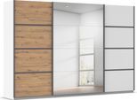 Kleiderschrank RAUCH "Schwebetürenschrank Garderobe Schrank TOP ANGEBOT Avola", weiß (alpinweiß, eiche artisan, leisten graumetallic), B:315cm H:229cm T:62cm, Holzwerkstoff, Schränke, Kleiderschrank, mit eleganten Zierleisten in Chrom, Schwarz oder Weiß MADE IN GERMANY