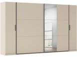 Schwebetürenschrank RAUCH "Kleiderschrank Drehtürenschrank Schrank Garderobe KRONACH", beige (champagner, griffleisten grau, mit 1 spiegel), B:354cm H:210cm T:59cm, Holzwerkstoff, Schränke, Schwebetürenschrank, Kombischrank optional mit 1 oder 2 Spiegel viele Böden MADE IN GERMANY