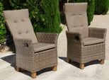 Gartenstuhl MERXX "Toskana", beige (natur), B:64cm H:109cm T:78cm, Rattan, Stühle, Gartenstuhl, 2er Set, Polyrattan/Akazie, inkl. Sitzkissen