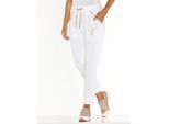 Sweathose CLASSIC BASICS, Damen, Gr. 24, Kurzgrößen, weiß (weiß, beige), 100% Baumwolle, gemustert, lang, Hosen Sweathose