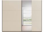 Schwebetürenschrank RAUCH "Kleiderschrank Drehtürenschrank Schrank Garderobe KRONACH", beige (champagner, griffleisten grau, 1 spiegel), B:261cm H:210cm T:59cm, Holzwerkstoff, Schränke, Schwebetürenschrank, optional ohne, mit 1 oder 2 Spiegel, viel Stauraum MADE IN GERMANY