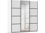 Kleiderschrank RAUCH "Schwebetürenschrank Garderobe Schrank TOP ANGEBOT Avola", weiß (alpinweiß, leisten graumetallic), B:203cm H:229cm T:62cm, Holzwerkstoff, Schränke, Kleiderschrank, mit eleganten Zierleisten in Chrom, Schwarz oder Weiß MADE IN GERMANY
