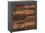 Highboard HOME AFFAIRE "AOSTA, Höhe 88 cm, 2 Türen, 3 Fächer, 2 Einlegeböden", grau (matera grau, old wood nachbildung), B:80cm H:88cm T:35cm, Sideboards, Highboard, Kommode, Schrank, Anrichte, Standschrank, Sideboard, Wohnzimmer