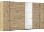 Schwebetürenschrank RAUCH "Kleiderschrank Drehtürenschrank Schrank Garderobe KRONACH", braun (eiche artisan, griffleisten grau, mit 1 spiegel), B:354cm H:210cm T:59cm, Holzwerkstoff, Schränke, Schwebetürenschrank, Kombischrank optional mit 1 oder 2 Spiegel viele Böden MADE IN GERMANY