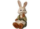 Osterhase GOEBEL "Hasenschule - Früh übt sich", bunt, B:6,5cm H:4,5cm T:10cm, Steingut, Dekofiguren, Osterhase, Sammelfigur, Hase beim Lesen