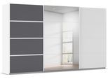 Kleiderschrank RAUCH "Schwebetürenschrank Garderobe Schrank TOP ANGEBOT Avola", weiß (alpinweiß, graumetallic, leisten weiß), B:360cm H:210cm T:62cm, Holzwerkstoff, Schränke, Kleiderschrank, mit eleganten Zierleisten in Chrom, Schwarz oder Weiß MADE IN GERMANY