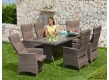 Garten-Essgruppe MERXX "Valencia", grau (taupe, braun), Obermaterial: 100% Polyester. Füllung: 100% Polyurethan, Sitzmöbel-Sets, Garten-Essgruppe, Aluminium, Polyrattan, geeignet für 6 Personen