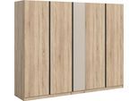 Kleiderschrank HOME AFFAIRE "BENDINGO, Schlafzimmerschrank, Schrank, Garderobenschrank", beige (eiche sonoma nachbildung, kaschmir), B:230cm H:183cm T:53cm, FSC-zertifizierter Holzwerkstoff, Schränke, Kleiderschrank, Breite 230cm, Eiche NB, 5-türig, 2 Kleiderstangen und 6 Ablageböden