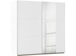 Schwebetürenschrank RAUCH "Kleiderschrank Drehtürenschrank Schrank Garderobe KRONACH", weiß (alpinweiß, griffleisten alu, 1 spiegel), B:218cm H:210cm T:59cm, Holzwerkstoff, Schränke, Schwebetürenschrank, optional ohne, mit 1 oder 2 Spiegel, viel Stauraum MADE IN GERMANY