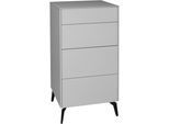 Kommode MÄUSBACHER "Imola", grau (kreidegrau matt lack, glas kreidegrau glanz), B:52cm H:102cm T:42cm, Sideboards, Kommode, Kommode mit Glasfront und Glasoberplatte