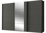 Schwebetürenschrank WIMEX "Bern Schiebetürenschrank", grau (graphit, griffe: alu), B:313cm H:210cm T:64cm, Holzwerkstoff, Schränke, Schwebetürenschrank, Schrank mit zusätzlicher Innenausstattung, Garderobe