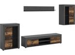Wohnwand HOME AFFAIRE "AOSTA, Breite 310cm, 4-teilige Wohn-Kombination", matera grau, old wood nachbildung, B:330cm H:169cm T:40cm, Holzwerkstoff, Kastenmöbel-Sets, Wohnwand, Wohnwand, Kombination, Anbauwand, Möbel Set, Schrankwand, Möbel Kombi