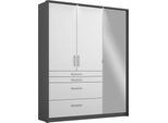 Drehtürenschrank RAUCH "Kleiderschrank Schrank Garderobe Garderobenschrank HOMBURG", weiß (graumetallic, hochglanz weiß), B:136cm H:197cm T:54cm, Holzwerkstoff, Schränke, Drehtürenschrank, inkl. Passepartout, oberer Schubkasten mit Einteilung MADE IN GERMANY