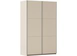 Schwebetürenschrank RAUCH "Kleiderschrank Drehtürenschrank Schrank Garderobe KRONACH", beige (champagner, griffleisten alu), B:131cm H:210cm T:59cm, Holzwerkstoff, Schränke, Schwebetürenschrank, optional ohne, mit 1 oder 2 Spiegel, viel Stauraum MADE IN GERMANY