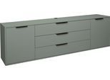 Sideboard MÄUSBACHER "Bonnie", grün (pine grün matt lack), B:216cm H:67cm T:45cm, Sideboards, Sideboard, Modernes Sideboard