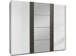 Schwebetürenschrank WIMEX "Bern Schiebetürenschrank", weiß (weiß, raw steel, alu), B:313cm H:236cm T:64cm, Holzwerkstoff, Schränke, Schwebetürenschrank, Schrank mit zusätzlicher Innenausstattung, Garderobe