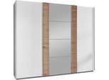 Schwebetürenschrank WIMEX "Bern Schiebetürenschrank", weiß (weiß, artisan oak nachbildung, alu), B:313cm H:236cm T:64cm, Holzwerkstoff, Schränke, Schwebetürenschrank, Schrank mit zusätzlicher Innenausstattung, Garderobe