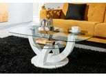 Couchtisch STOLKOM "Boston", weiß (weiß, weiß, sicherheitsglas), B/H/T: 110cm x 40cm x 60cm, Tische, Couchtisch, Glastisch, Tisch mit U-Form Gestell in weiß hochglanz