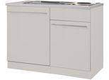 Spülenschrank WIHO KÜCHEN "Chicago", beige (front und korpus: cashmere, arbeitsplatte: canvas grau), B:110cm H:85cm T:60cm, Schränke, Spülenschrank, 110 cm breit, inkl. Tür/Sockel für Geschirrspüler