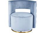 Sessel KAYOOM "Drehsessel Sophistic, hochwertiges Gestell aus Eisen", blau (hellblau, gold), B:74cm H:77,5cm T:66,5cm, Bezug:Polyester (Samt) Korpus:MDF, Sperrholz Gestell:Eisen, Sessel, Sessel, drehbar, elegant, samtweich, gesteppt