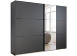 Schwebetürenschrank RAUCH "Kleiderschrank Drehtürenschrank Schrank Garderobe KRONACH", grau (graumetallic, griffleisten grau, 1 spiegel), B:261cm H:210cm T:59cm, Holzwerkstoff, Schränke, Schwebetürenschrank, optional ohne, mit 1 oder 2 Spiegel, viel Stauraum MADE IN GERMANY