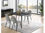 Essgruppe OTTO HOME "Eadwine, Sitzgruppe, Tisch plus 4 Stühle", grau (hellgrau), Schwarzer Esstisch, Sitzmöbel-Sets, Essgruppe, bestehend aus Esstisch 120 cm und 4 Esszimmerstühlen, Polsterstühlen