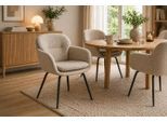 Esszimmerstuhl ACTONA GROUP "Dora mit Armlehnen - gepolstert & bequem, moderner Küchenstuhl", schwarz, schwarz, beige, B:58cm H:84cm T:59cm, Stoff, Stühle, Esszimmerstuhl, Angenehmer Stoffbezug & hoher Sitzkomfort für entspanntes Sitzen