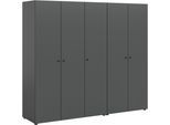 Kleiderschrank HOME AFFAIRE "BILLINGS, Schlafzimmerschrank, Schrank, Garderobenschrank", grau, B:200cm H:176cm T:51cm, FSC-zertifizierter Holzwerkstoff, Schränke, Kleiderschrank, Breite 200cm, grau, 5-türig, inkl. 2 Kleiderstangen und 5 Ablageböden