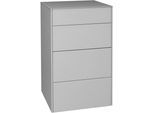 Kommode MÄUSBACHER "Imola", grau (kreidegrau matt lack, glas kreidegrau glanz), B:52cm H:89cm T:42cm, Sideboards, Kommode, Kommode mit Glasfront und Glasoberplatte