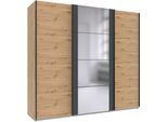 Schwebetürenschrank WIMEX "Bern Schiebetürenschrank", schwarz (artisan eiche nachbildung, graphit, griffe: schwarz), B:225cm H:210cm T:64cm, Holzwerkstoff, Schränke, Schwebetürenschrank, Schrank mit zusätzlicher Innenausstattung, Garderobe
