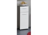 Unterschrank WELLTIME "Sovana", eichefarben rauchsilber, weiß hochglanz, B:30cm H:79cm T:31cm, Holzwerkstoff, Schränke, Unterschrank, Badkommode mit Hochglanzfront und 1 Schublade - (B/T/H) 30/31/80 cm