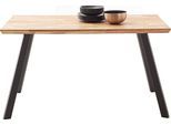 Esstisch MCA LIVING "Zeballos", beige (naturfarben, schwarz, naturfarben), B:180cm H:76cm T:90cm, Zerreiche keilgezinkt massiv geölt, Tische, Esstisch, Tischplatte aus Zerreiche, Schweizer Kante, belastbar bis 100 Kg