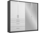 Drehtürenschrank RAUCH "Kleiderschrank Schrank Garderobe Garderobenschrank HOMBURG", weiß (graumetallic, hochglanz weiß), B:181cm H:197cm T:54cm, Holzwerkstoff, Schränke, Drehtürenschrank, inkl. Passepartout, oberer Schubkasten mit Einteilung MADE IN GERMANY