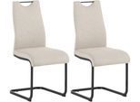 Freischwinger BYLIVING "CAPRI", taupe, schwarz, B:44cm H:88cm T:55cm, Metall, Stoff, Stühle, Freischwinger, Webstoff, bis 110 kg, Schaumstoff, Schwingstuhlgestell, mit Griff