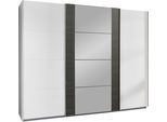 Schwebetürenschrank WIMEX "Bern Schiebetürenschrank", weiß (weiß, raw steel, alu), B:313cm H:210cm T:64cm, Holzwerkstoff, Schränke, Schwebetürenschrank, Schrank mit zusätzlicher Innenausstattung, Garderobe