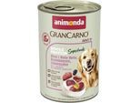 animonda GranCarno Single Protein Superfoods Nassfutter Hund Adult, Rind und Rote Bete, Brombeeren, Löwenzahn 24x400 g