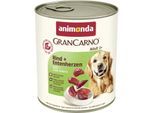 animonda GranCarno Original Nassfutter Hund Adult, Rind und Entenherzen 24x800 g